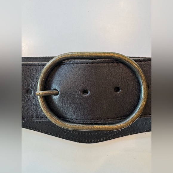 Genuine Leather wide color blocked belt with back buckle. Adjustable - Picture 4 of 6